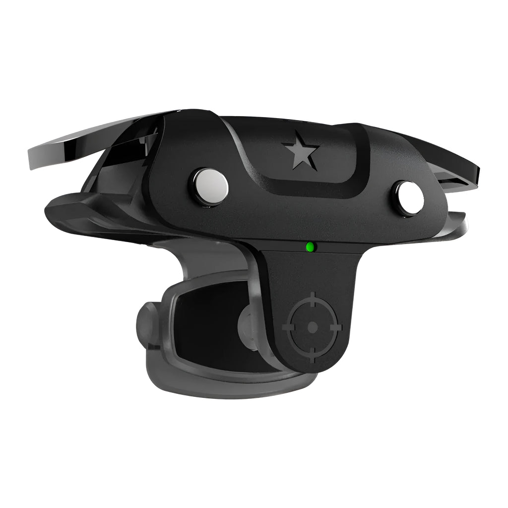 Black F5 wireless Bluetooth game controller for mobile phones showing compact size and joystick.