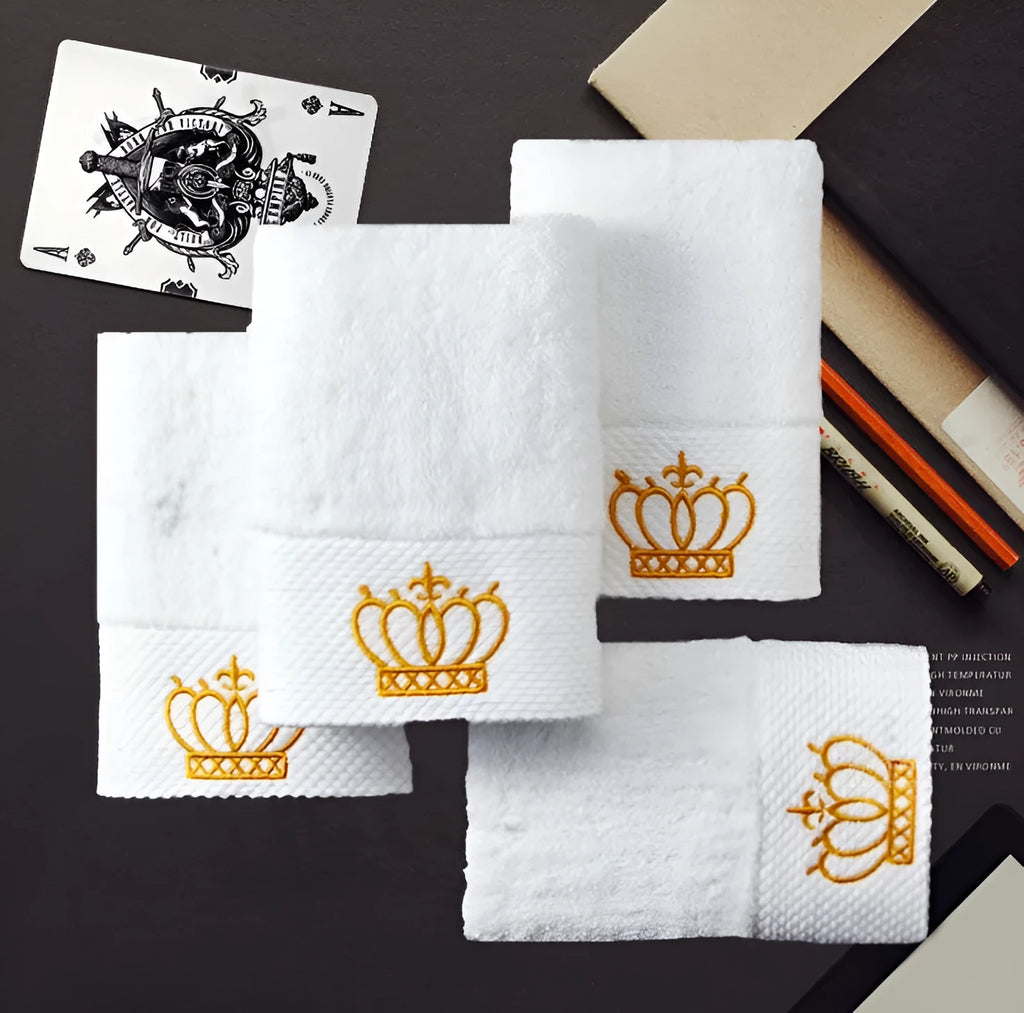 Cotton bath towel with custom embroidery, 70x140cm size, plain weave for hotel and sauna use