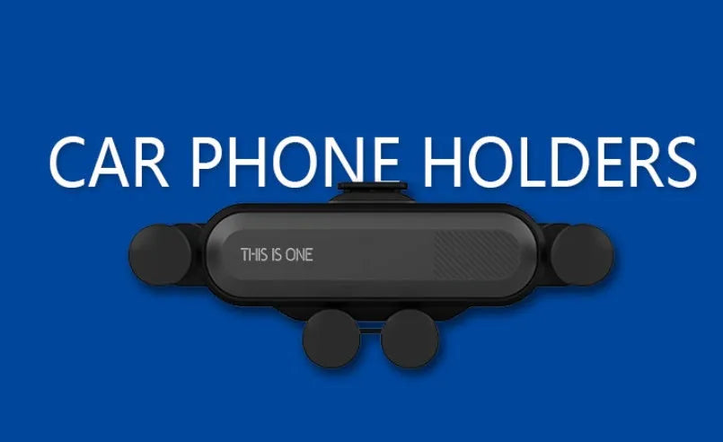 Universal car phone navigation holder clipped onto a vehicle air vent, available in multiple colours.