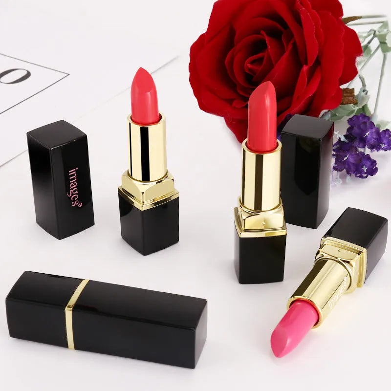 Set of 10 tube lipsticks in shades including coral red, bright orange, and barbie pink.