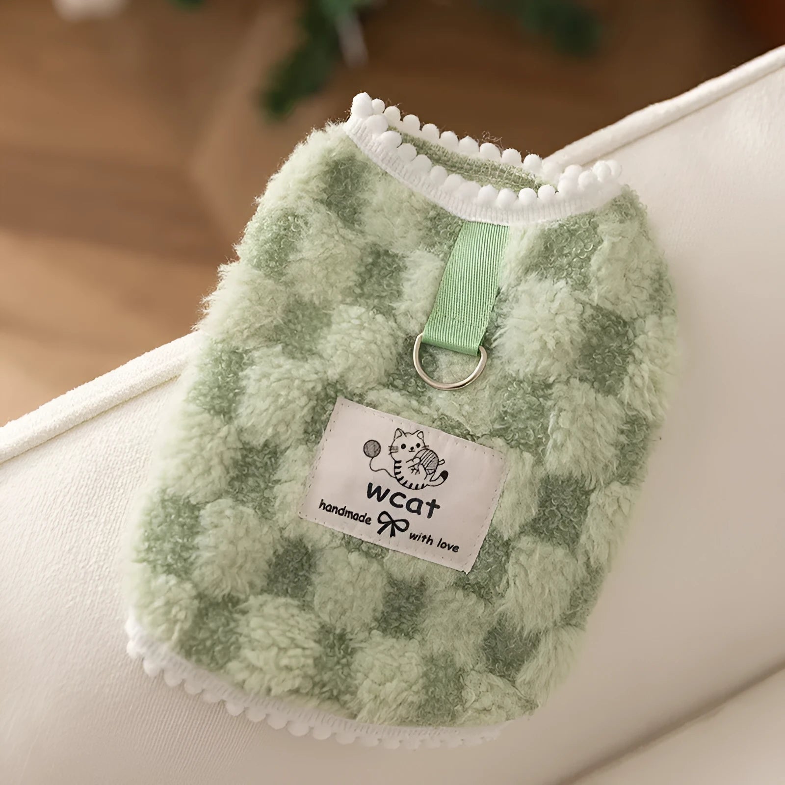 Korean autumn winter dog hoodie with cartoon bear design, green, for small medium pets