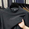 Men's crew neck long sleeve t-shirt, solid colour loose fit, sizes 165-190, polyester, black grey khaki white yellow coffee