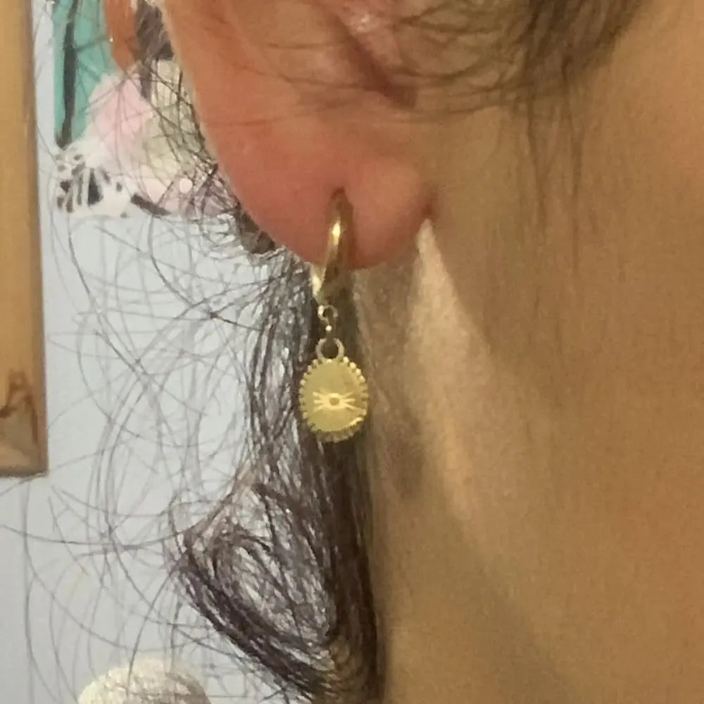 Geometric stainless steel earrings with oval design for women, colour XY-EH005.
