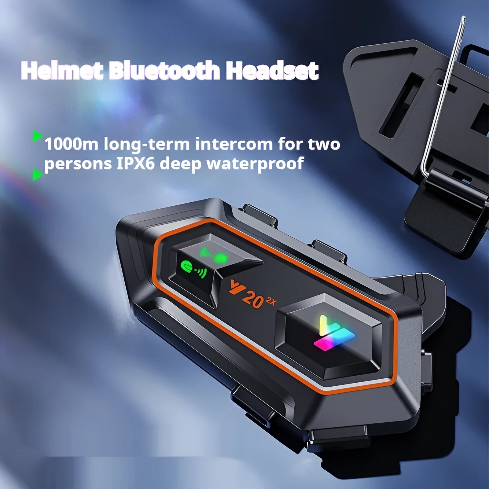 Black motorcycle helmet Bluetooth headset with touch buttons and microphone for riders
