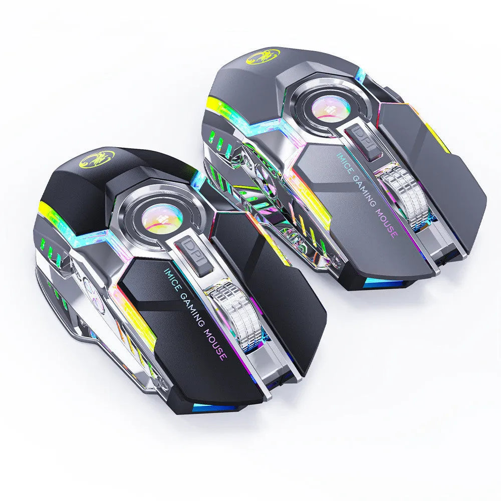 7-button 2.4G silent wireless RGB gaming mouse in black, 3200DPI, 3-level resolution, ergonomic design