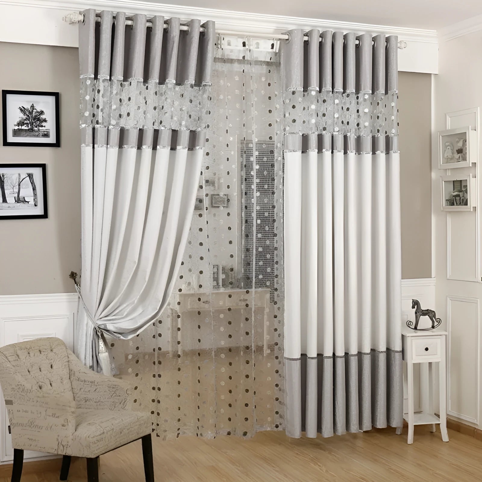Single panel of simple blackout curtain with choice of hook or ring heading style.