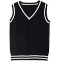 Women's V-neck waistcoat sweater with striped stitching in slim fit