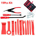 Red car interior trim removal tool set with PP wedges for door panel, dash and audio removal, 7 to 38 pieces