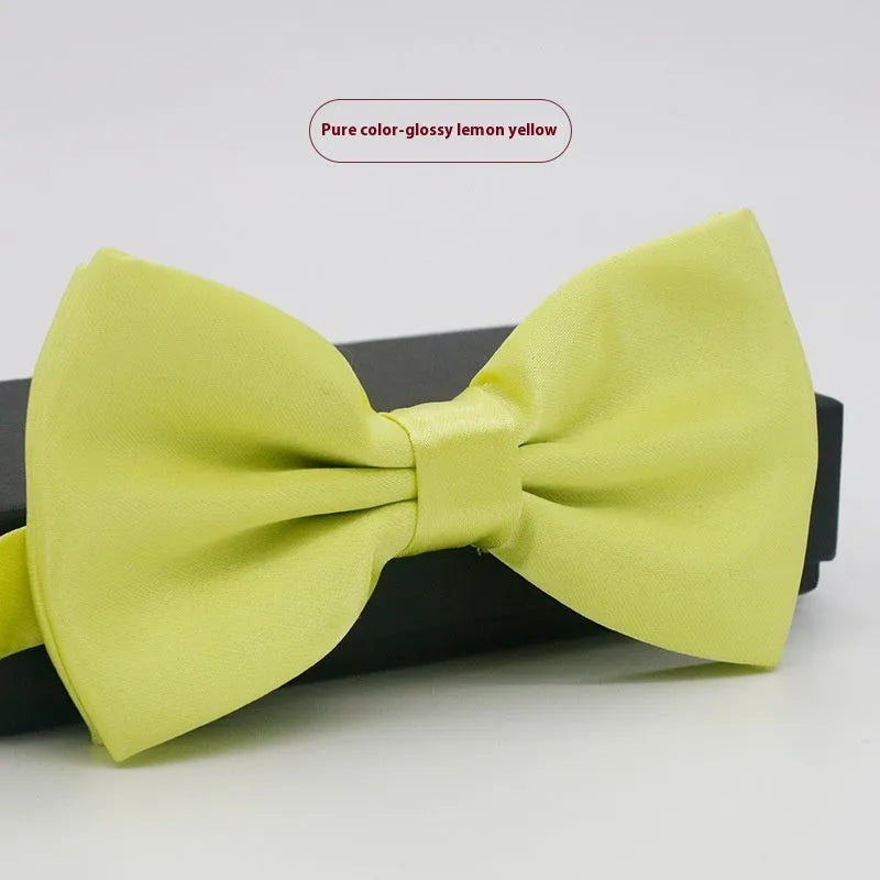 Solid colour flat head polyester bow tie for formal wear and weddings