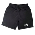 Loose-fit metal silk sports shorts in sapphire blue, shown on a model for running.