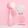 Three-piece facial brush set with coral fleece hair band, nylon brush, toothbrush, and face wash suits in multiple colours
