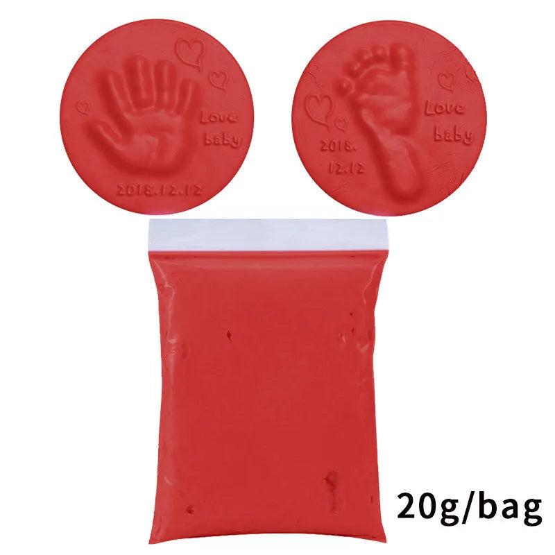 Baby handprint footprint clay kit with 20g soft non-toxic moulding paste in multiple colours