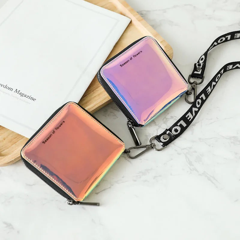 Women's short folding wallet Korean style PU leather 11cm dimensions