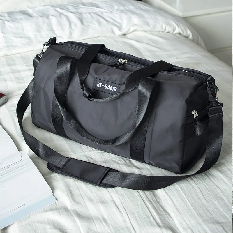 Beige nylon sports bag with letter pattern design and 20L capacity for outdoor use