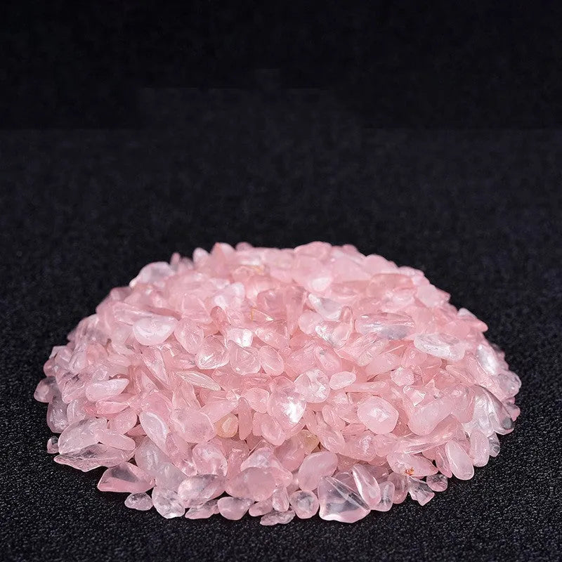 Assorted natural crystal decorative gravel chips in a clear PP bag, available in multiple colours and sizes