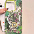 Retro oil painting jungle bird phone case with magnetic suction bracket for iPhone, frosted acrylic finish