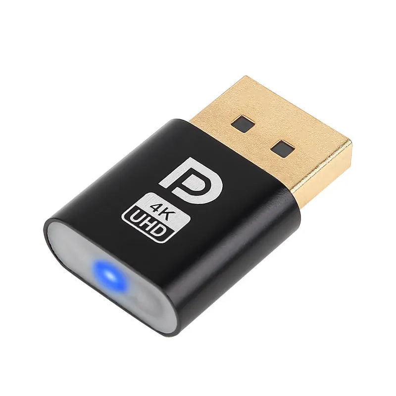 Compact 26.5mm long HDMI dummy plug in gold finish for virtual display on graphics card.