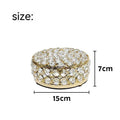 Crystal glass jewelry storage box with transparent sides and French gold metal frame