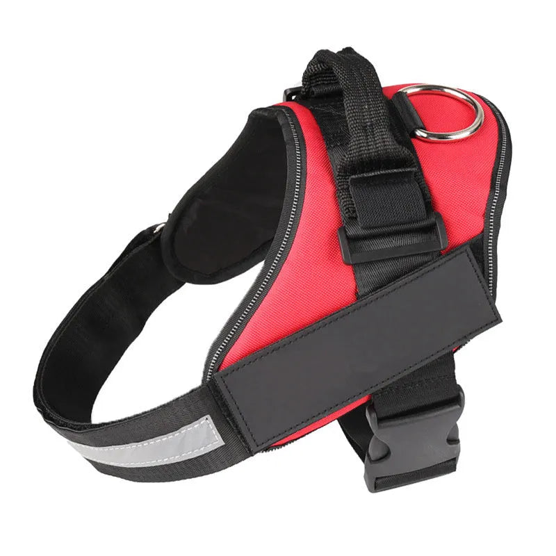 Reflective adjustable no-pull dog harness with handle on black labrador