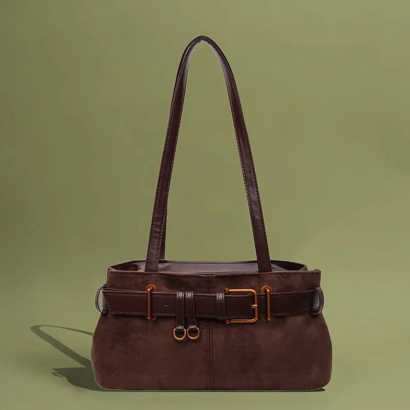 Retro leopard print PU shoulder bag in brown, compact horizontal square shape with double straps, 30x15x10cm.