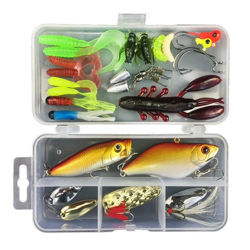 Junior fishing lure suit multi-pack with soft plastic baits in PP storage box, available in multiple piece counts