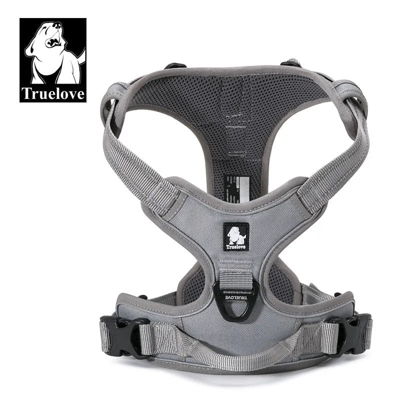 Truelove padded reflective nylon dog harness with front and back clips, orange colour