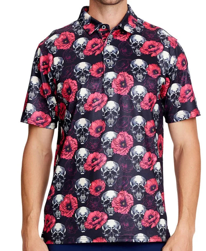 Men's 3D printed retro mesh top with zipper decorations in Japanese style