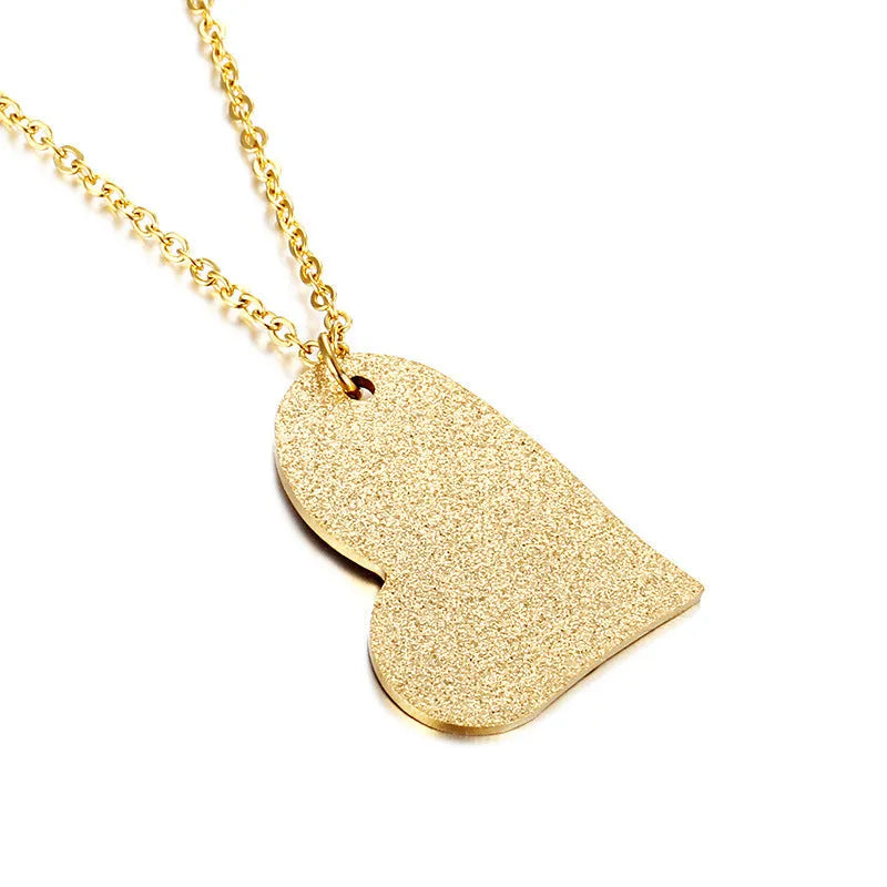 Women's simple geometric heart-shaped titanium steel necklace pendant, colour KN25736-Z.