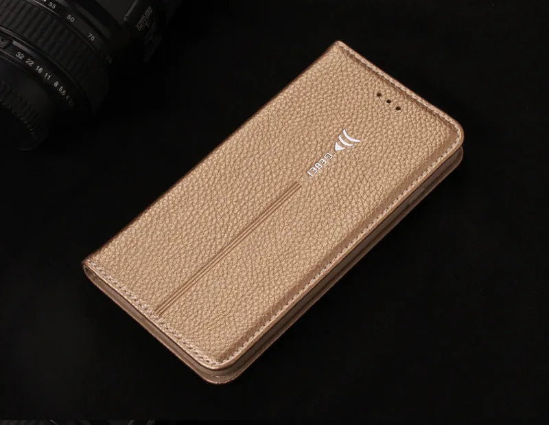 PU leather business wallet phone case for iPhone with card storage compartment