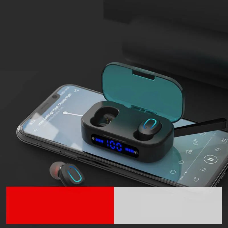 Bluetooth mini headset, earplug design, 15m range, Bluetooth 5.0, digital black or white
