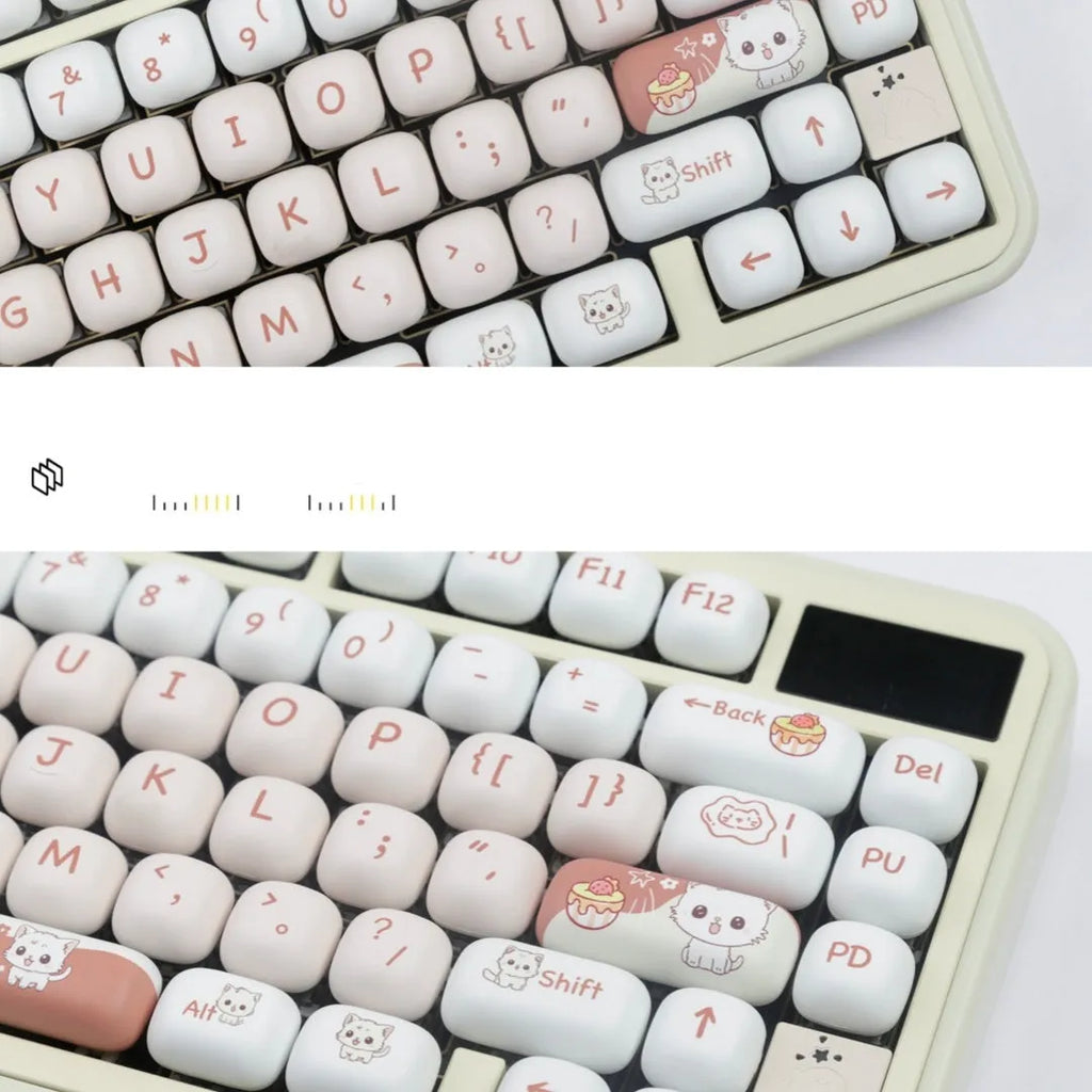 Cartoon dessert cat sublimation printed mechanical keyboard key caps with colourful MOG designs
