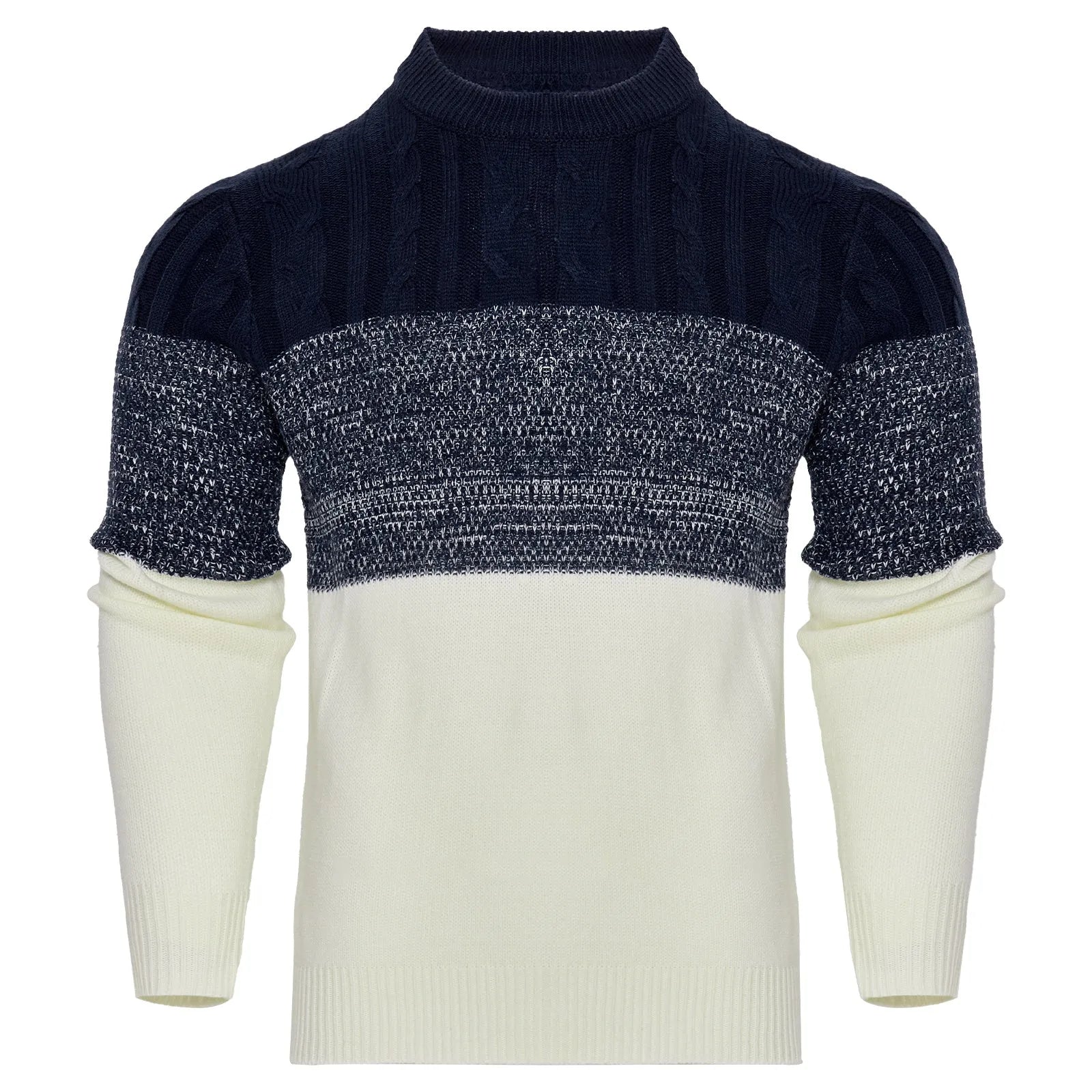 Men's knitted long-sleeve pullover sweater in a selection of styles and sizes.