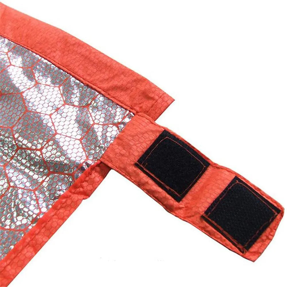Orange thermal sleeping bag with silver coated nylon plaid fabric for outdoor camping heat reflection
