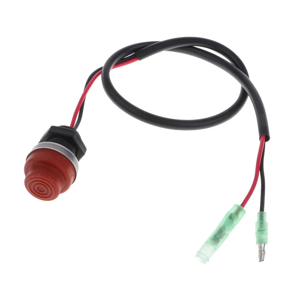 YAMAHA brand marine engine emergency stop kill switch with coiled safety lanyard cord.