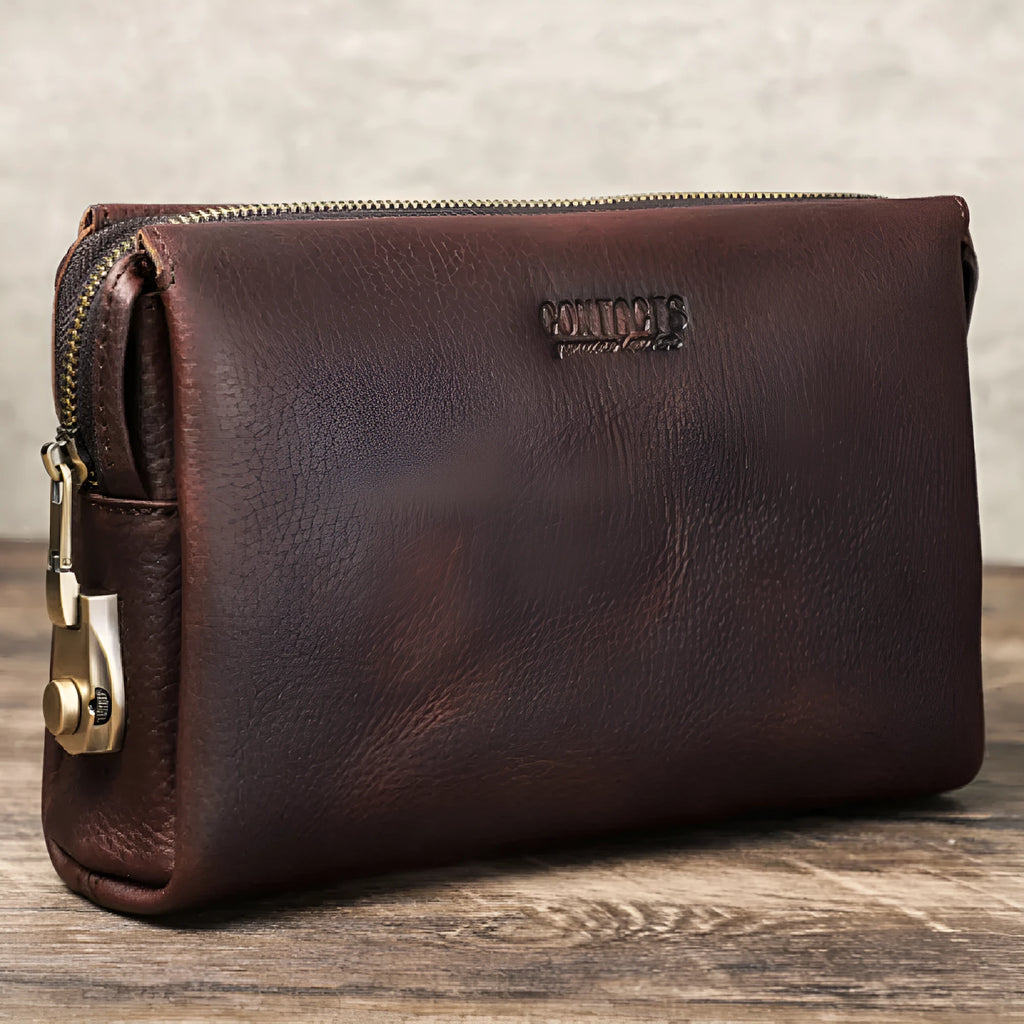 Black Angel first layer cattlehide leather men wallet in black solid colour with card slots