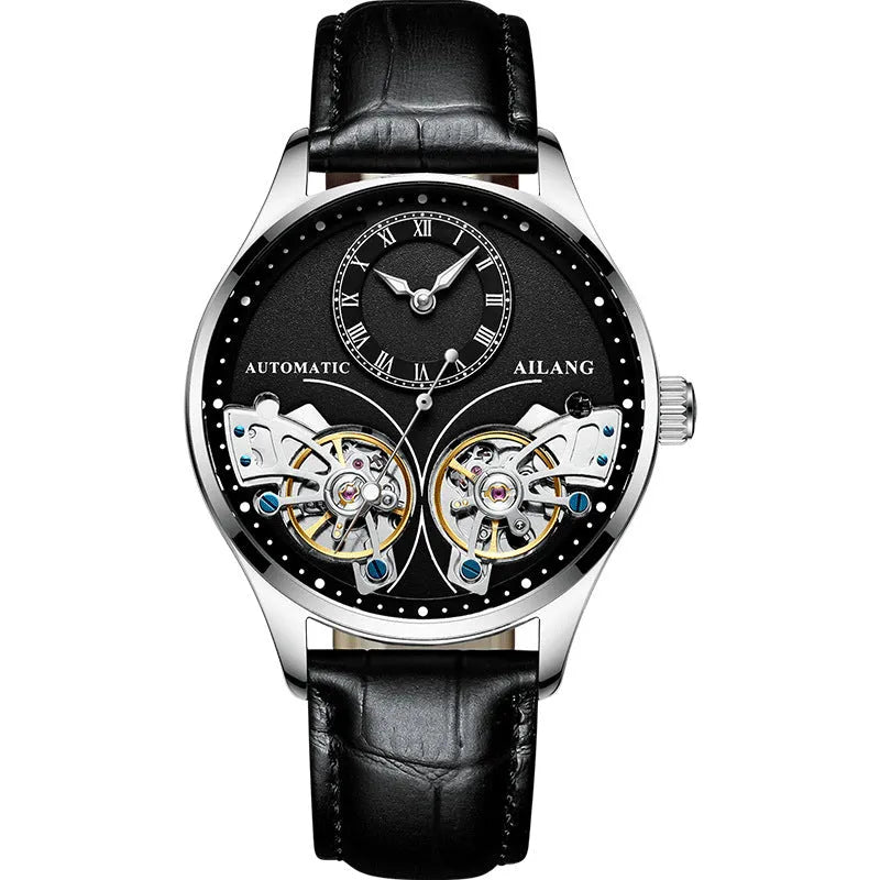 Seiko automatic men's watch with tourbillon and moon phase complications on wrist