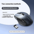 Black dual-mode wireless mouse with light tone button, five DPI settings and side silicone finger rest