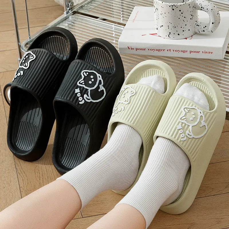 Women's cat design thick platform slippers in various colours with non-slip EVA soles