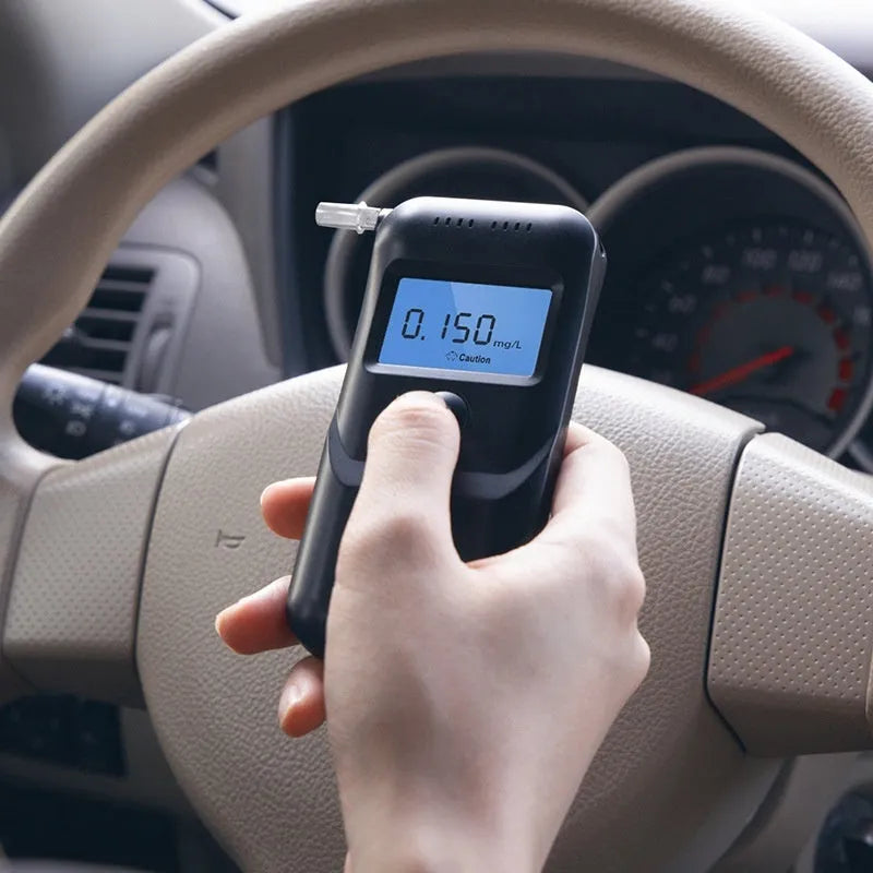 Black handheld digital alcohol breath tester for personal use