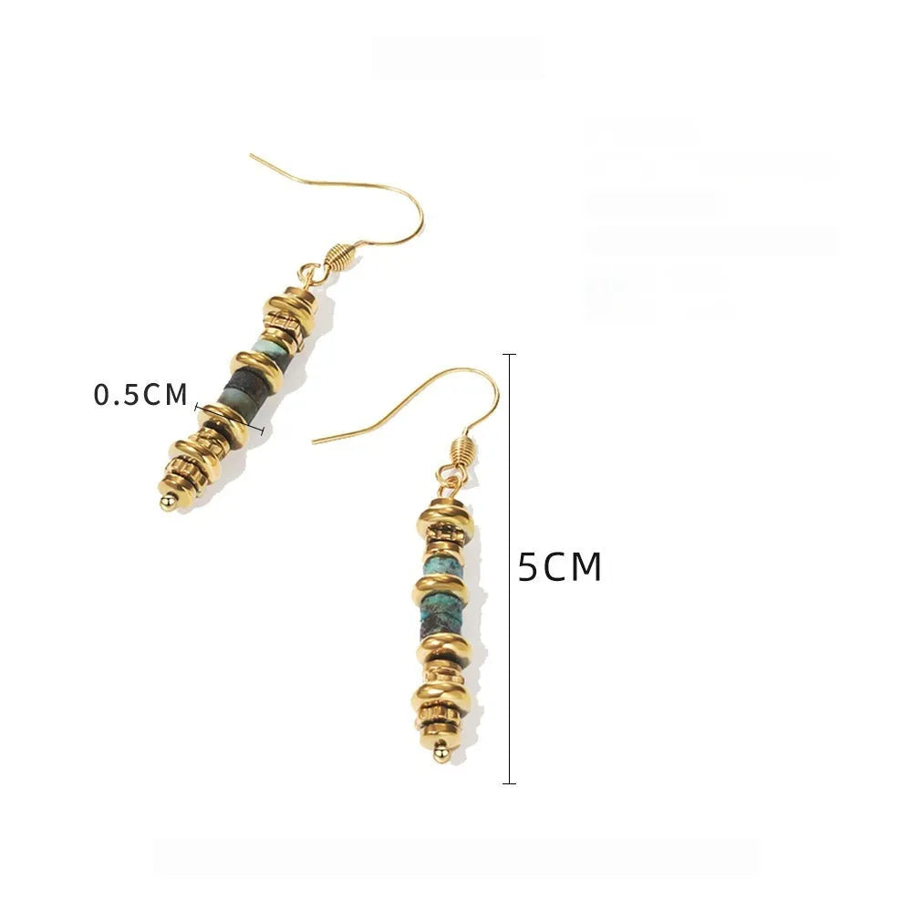 Geometric dangle earrings with gold plating and retro design