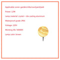 Solar lawn lamp in coffee colour with crystal and die cast aluminium body, height 25cm, for garden or villa lighting