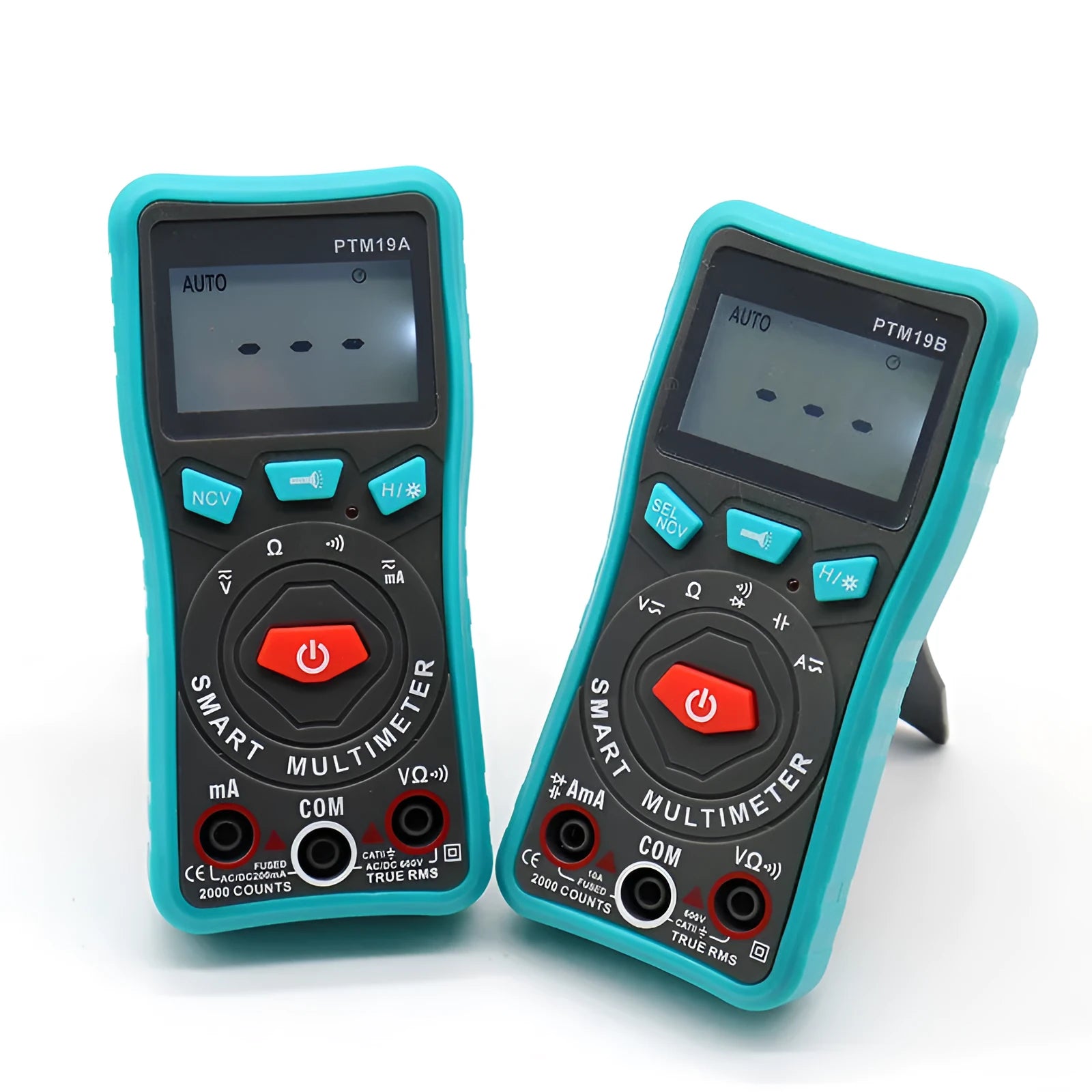 PTM burn-proof automatic digital universal meter in green with LED display and back bracket
