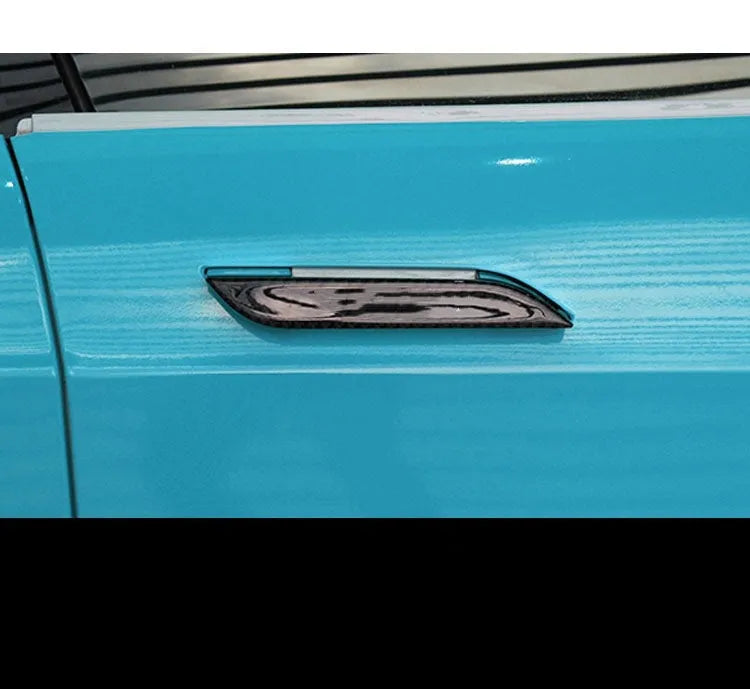 Carbon fibre door handle protection patches for Tesla Model S vehicle