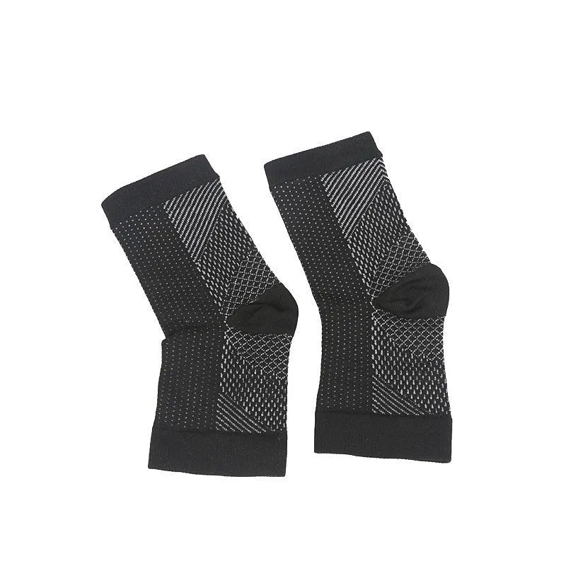 Pair of Korean-style short tube elastic pressure sports socks in nylon fabric, shown in white colour.