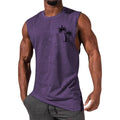 Men's sleeveless vest with coconut tree embroidery, cotton polyester tank top in black, white, navy, and other colours.