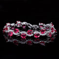 Copper-plated gold bracelet with AAA+ zircon stones in geometric design, 18.4 cm length