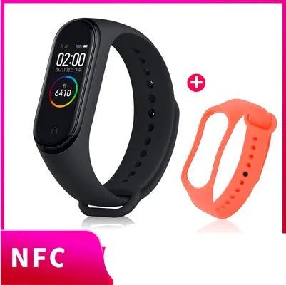 Xiaomi Mi Band 3 fitness tracker with 0.78 inch OLED display and black silicone strap set on a white background