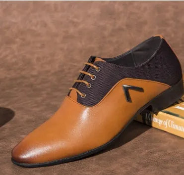 Men's classic Oxford shoe in black, brown, or yellow with a PU leather upper and rubber sole.