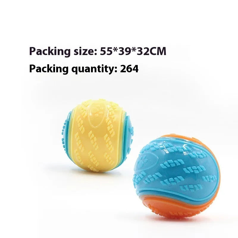 TPR dog training ball with sound in two-tone colours for molar exercise