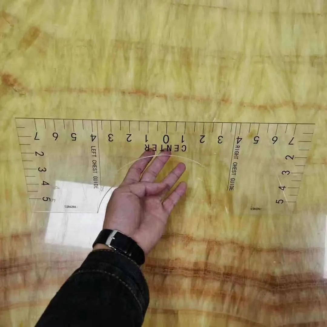 Transparent acrylic T-shirt alignment fixer ruler 10x6 inch with carved markings
